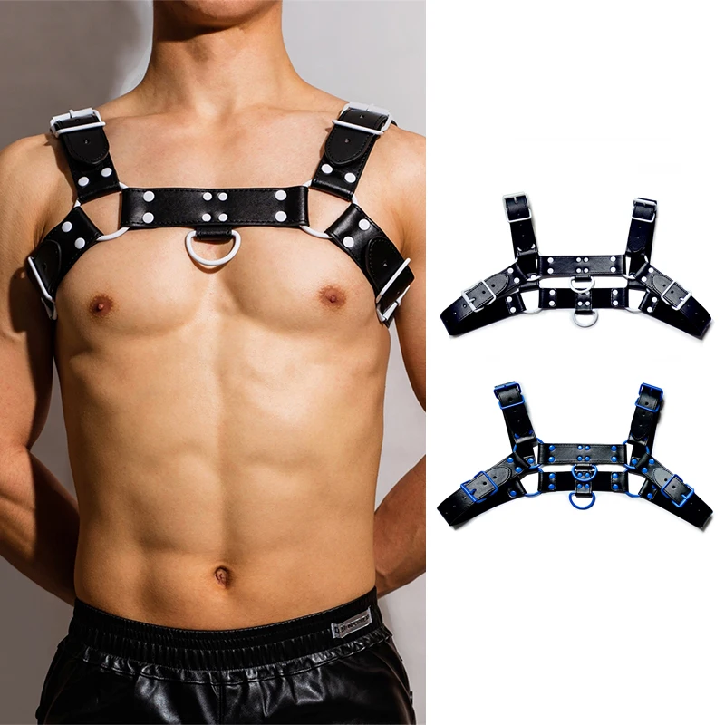 

Male Pu Leather Chest Straps Nightclub Gogo Dancer Accessories Muscle Man Dancewear Sexy Pole Dance Costume Rave Outfit VDB6444