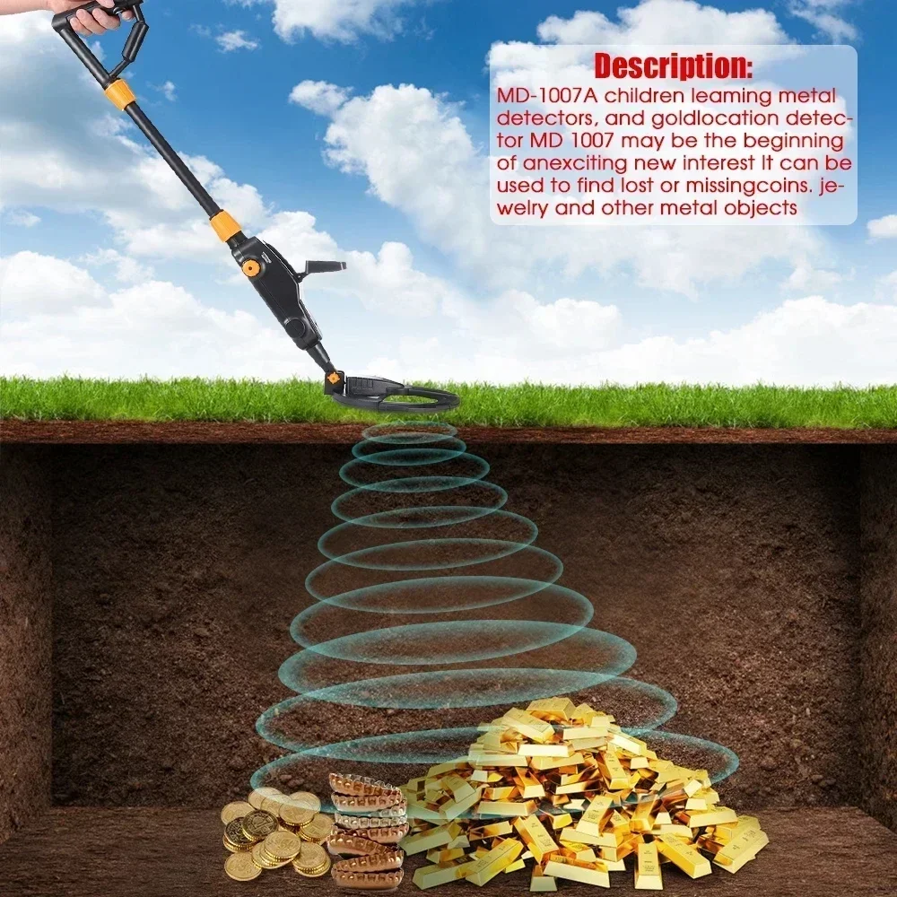 Premium MD-1008A Kids Metal Detector Underground Gold Finder Treasure Hunter Beach Searching Digger Scanner Outdoor Tool