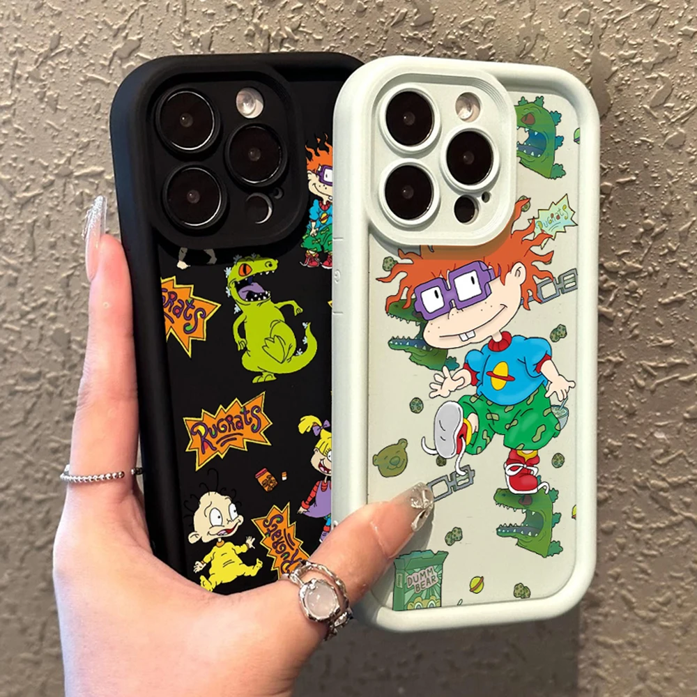 Cartoon Funny Phone Case for R-Rugrats IPhone 15 14 13 12 11 Pro Max Mini XR XS X 7 8 Plus Soft TPU Back Cover With Hand Strap