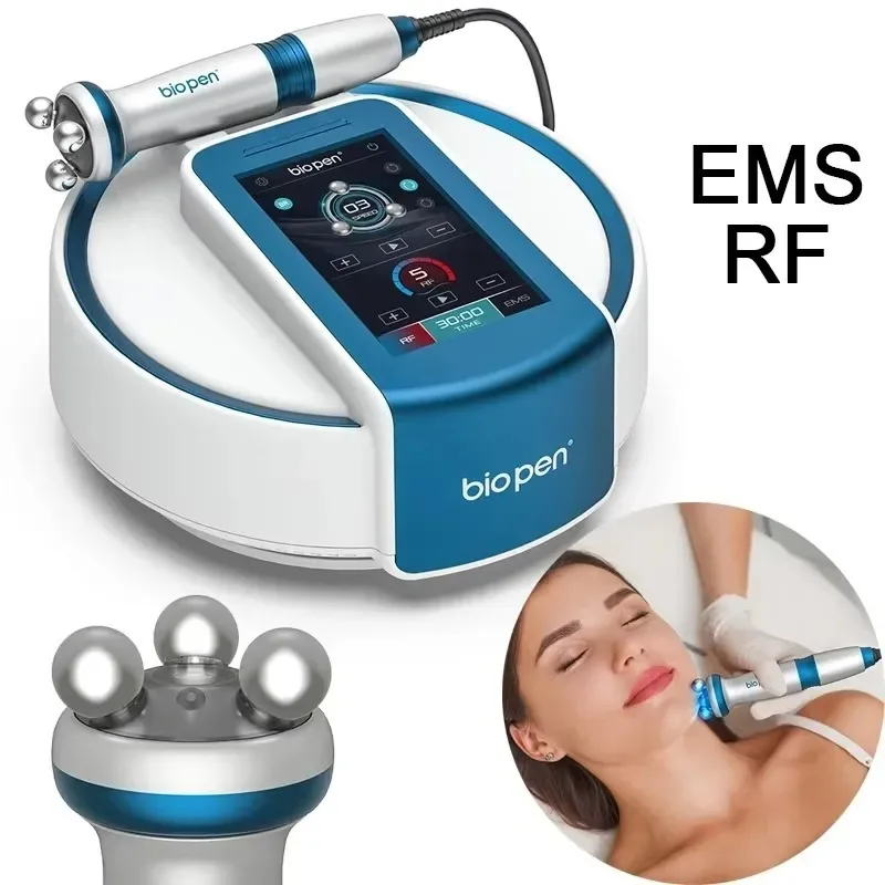 EMS Micro Current LED Blue Light Therapy 360 Rotating Roller Massage Tightening Face Lift Anti-wrinkle Biopen T6