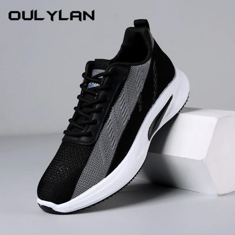 

Oulylan Male Casual Lightweight Sport Shoes Mixed Color Breathable Running Footwear Men Outdoor Lace Up Soft Sole Sneakers