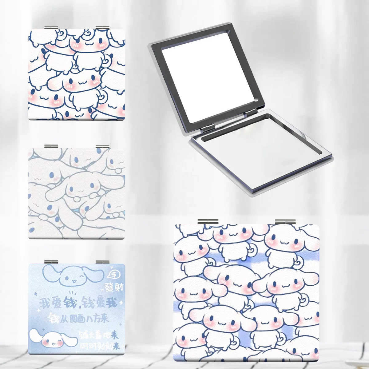 

Anime Sanrio Cinnamoroll Small Mirror Kawaii Cartoon Double-Sided Pattern Makeup Mirror Girl Portable Fold Mirror Girls Gifts