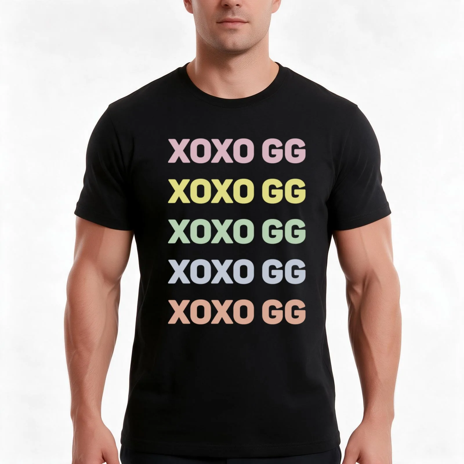 XOXO GG - Pastel Long T-Shirt, Summer Casual Cotton Tee, Oversized Streetwear Tops, Vintage Graphic Print, Unisex Men Women