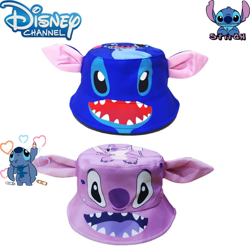 

Disney Cartoon Big Ears Stitch Bucket Hat Lilo & Stitch Pikachu Kuromi Cute Cartoon Print Cap Anime Sun Hat Cosplay Accessories