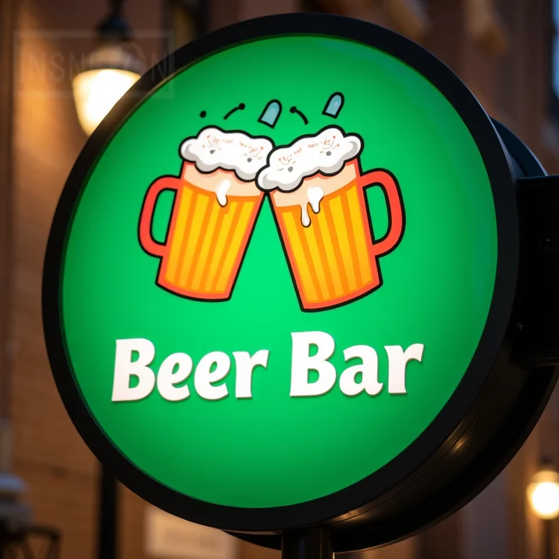 Niestandardowa okrągła podświetlana tablica LED do hoteli, wodoodporna, dwustronna, trwała, podświetlana, montowana na ścianie.