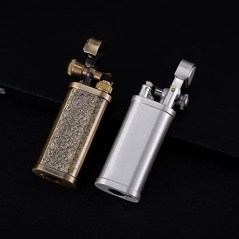 Vintage Flint Kerosene Lighter Metal Windproof Grinding Wheel Pipe Cigar Cool Lighters Portable Outdoor  Gadgets Men's Gift