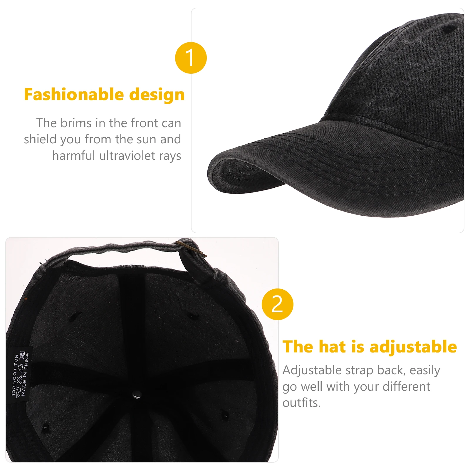 

Washed Cap Vintage Cotton Adjustable Men Women Stylish Outdoor Fishing Camping Picnic Beach Hiking Cool Comfortable Headwear