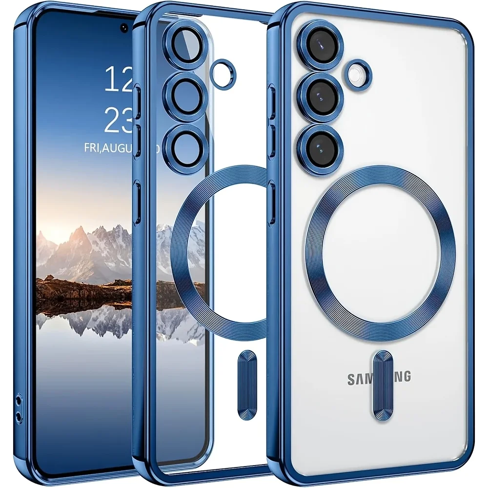Coque de téléphone magnétique transparente plaquée pour Samsung Galaxy A56 A55 A54 A36 A35 A34 A26 A25 A24 A17 A16 A15 A14 A07 A06 A05