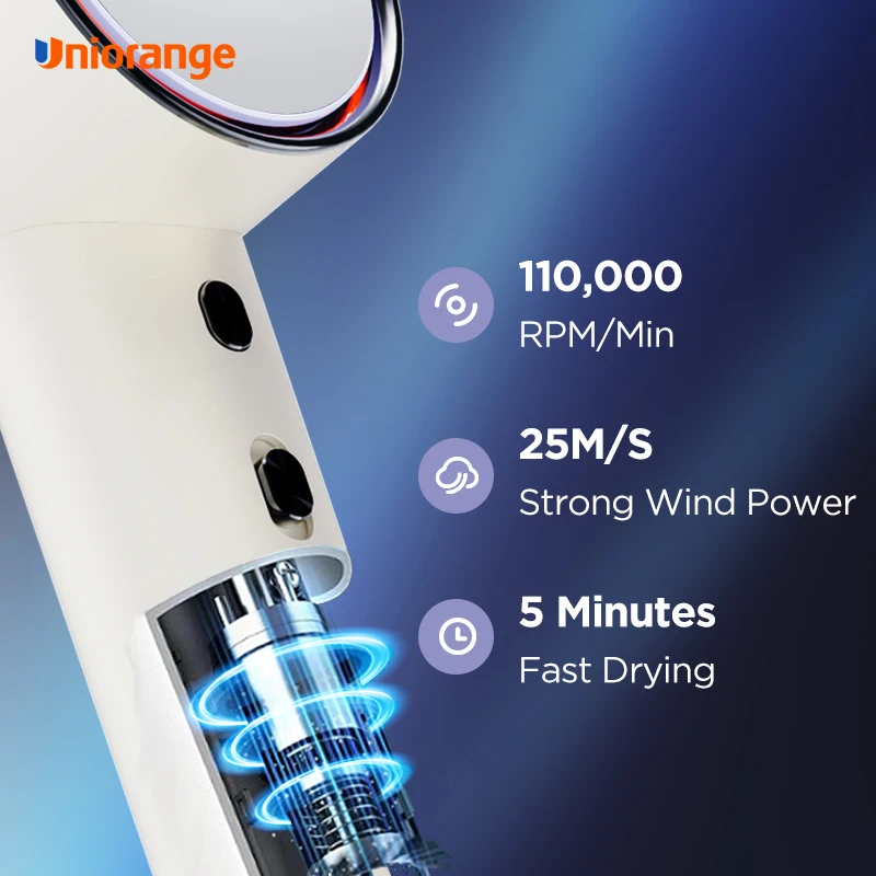 Uniorange High Speed Hair Dryer & Auto Hand Dryer 2 in 1 BLDC Motor  Wall Mounted Infrared Plasma Ionic Hair Blow Dryer