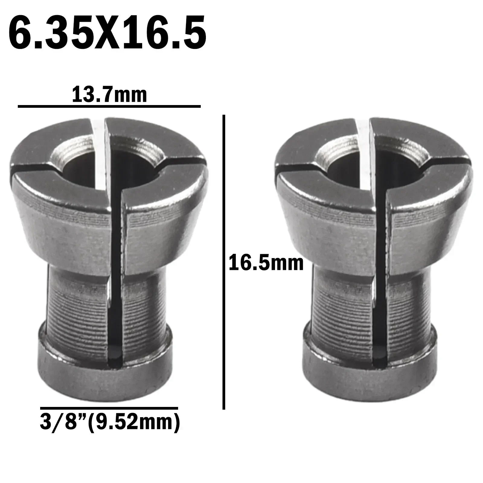 2PCS 6/6.35/8/9.5/10mm Collet Chuck Adapter Engraving Trimming Machine Router  Wood Router Split Bushing Converter