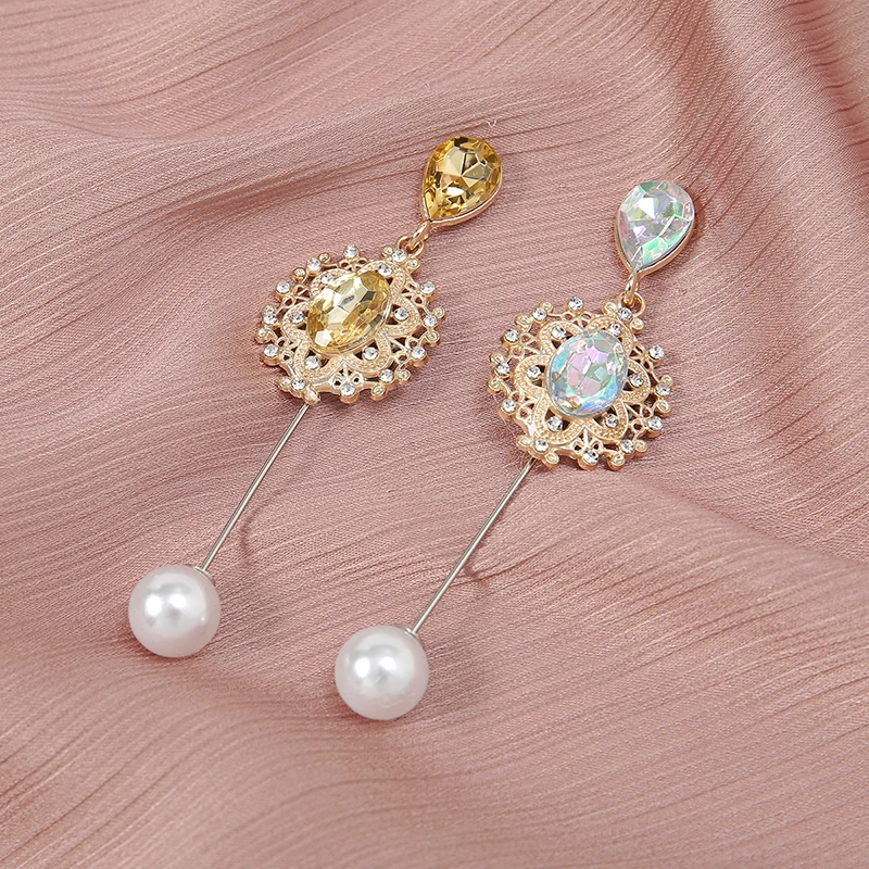 Muslim Women Hijab Pins Pearl Scarf Clips Arab Shawl Islamic Accessories Woman Jewelry Rhinestone Headscarf Brooch Turban Clip