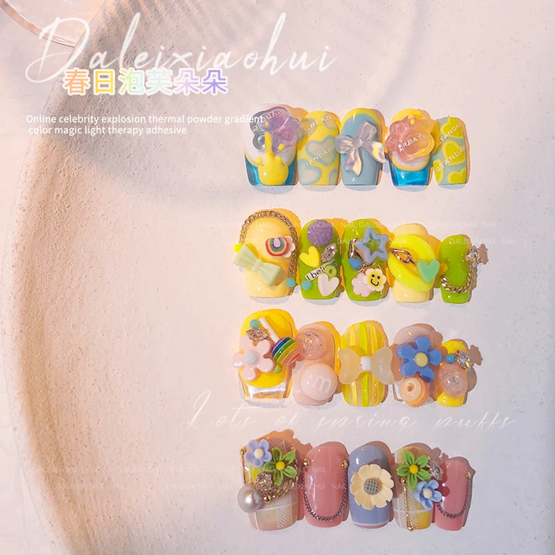 10/25/50Pcs Mixed Nail Decorations Cute Bowknot Nails Accessories DIY Smiling Flowers Heart Nails Drill