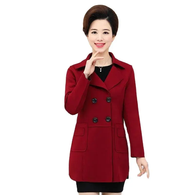 

High-End Women's Trench Coat NEW 2023 Spring Autumn Coat Middle-Aged Elderly Mother Double-Breasted Windbreaker Outerwear Female