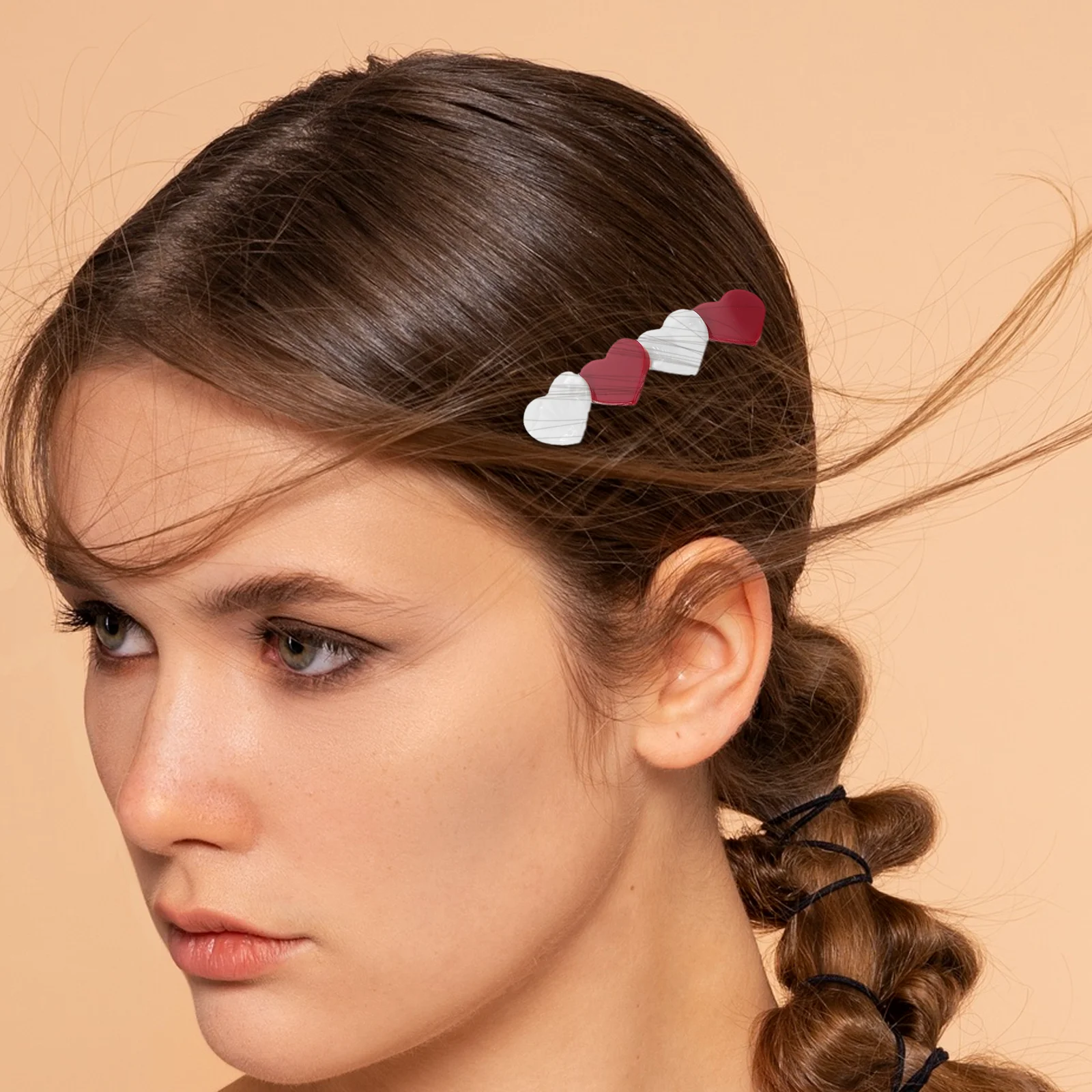 

4pcs Heart Shaped Hair Clips Acetate Secure Hold Lightweight Mini Claw Clips For Women Girls Party Daily Bangs Fixer Styling