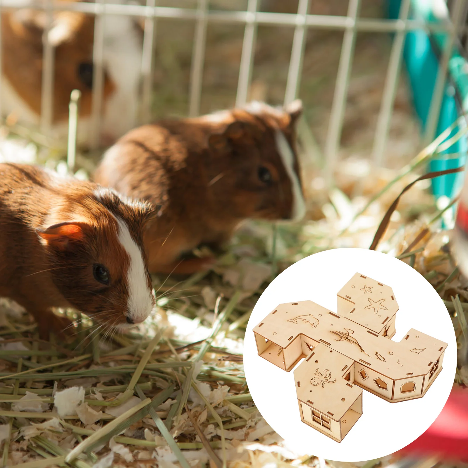 

Hamster Tunnel Toy Labyrinth Activity Hidden House Little Critters Guinea Pig Playing Wooden Plaything Squirrel