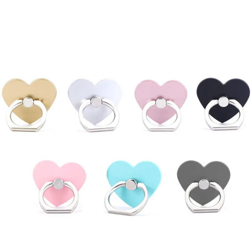 

360 Degree Reuse Love Heart Finger Ring Smartphone Stand Holder Mobile Phone Holder Stand For iPhone Xiaomi All Phone