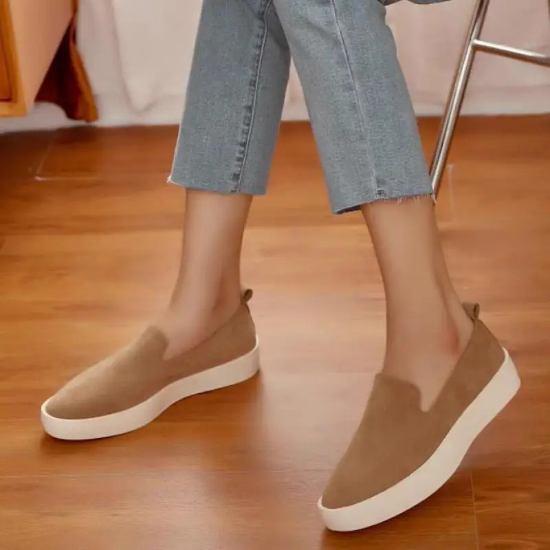 British-style Women\'s Shoes Thick-soled Casual Loafers Trendy Suede Leather For Men And Women Comfortable Oxford Flats Shoes