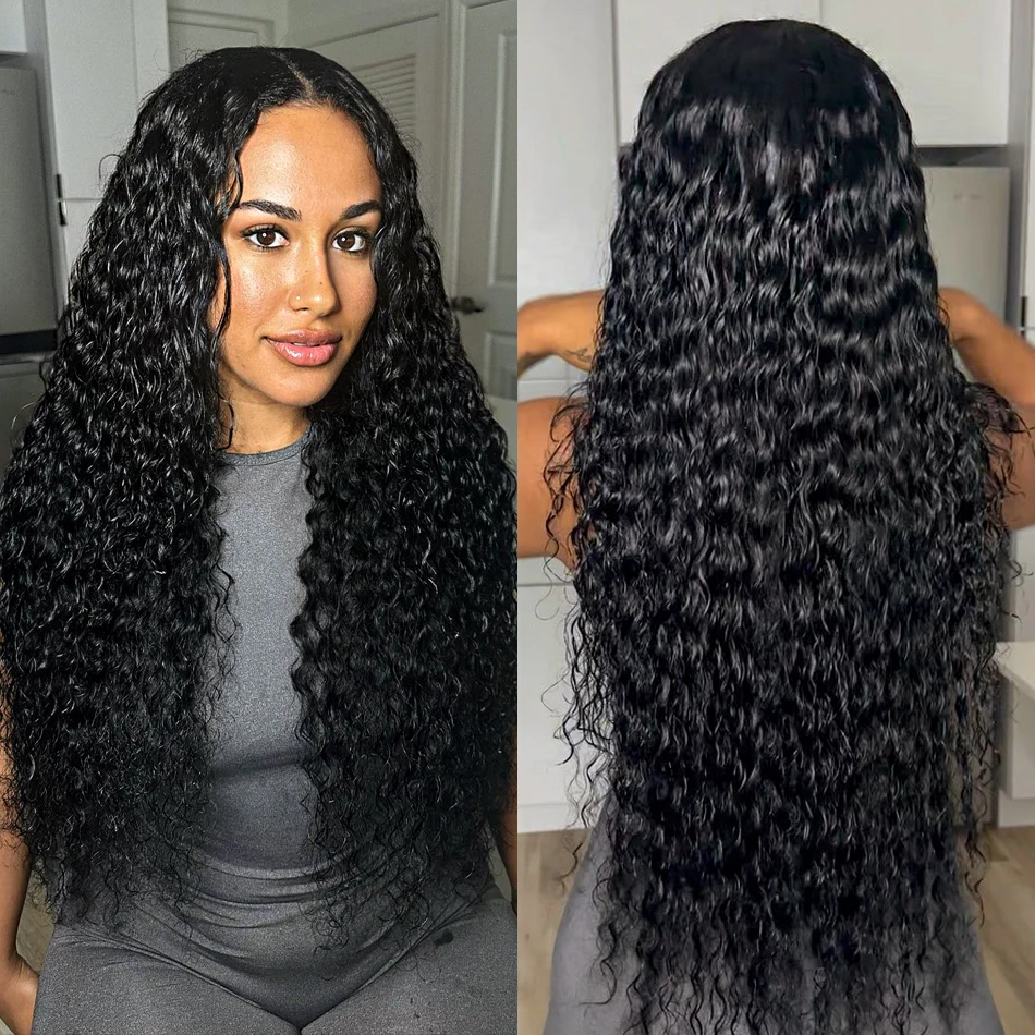 200 Density 30 32 Inch Loose Deep Wave Frontal Wig Brazilian Curly 13x4 HD Lace Front Human Hair Wig Pre Plucked For Women