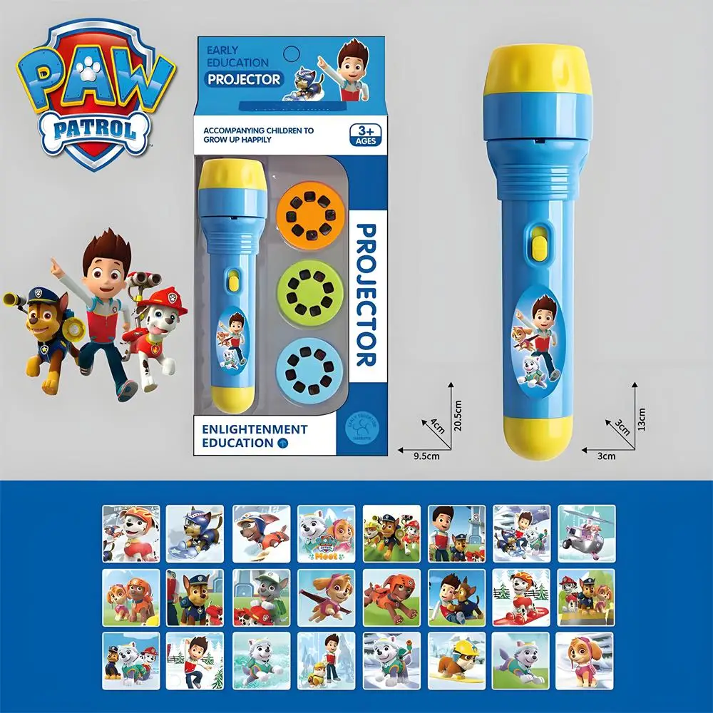 Paw Patrol Illuminated Projection Led Flashlight Baby Puzzle Teach Cognition Early Knowledge Flashlight ProjectorTorch Lamp Toys