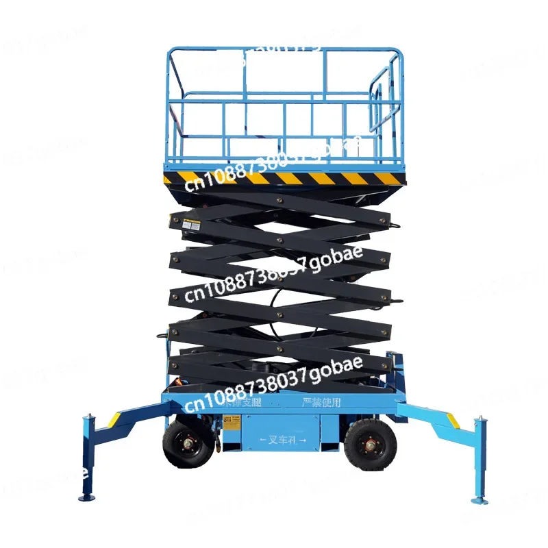 Spot Outdoor Factory 10 Meters Small Manned Aerial Work Vehicle Four-wheel Hydraulic Mobile Scissor Lift Platform