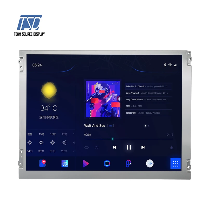 LCD di grado automobilistico TSD da 12,1 pollici 1024x768 Risoluzione 1000 nit Modulo LCD IPS TFT da 12,1" con interfaccia LVDS