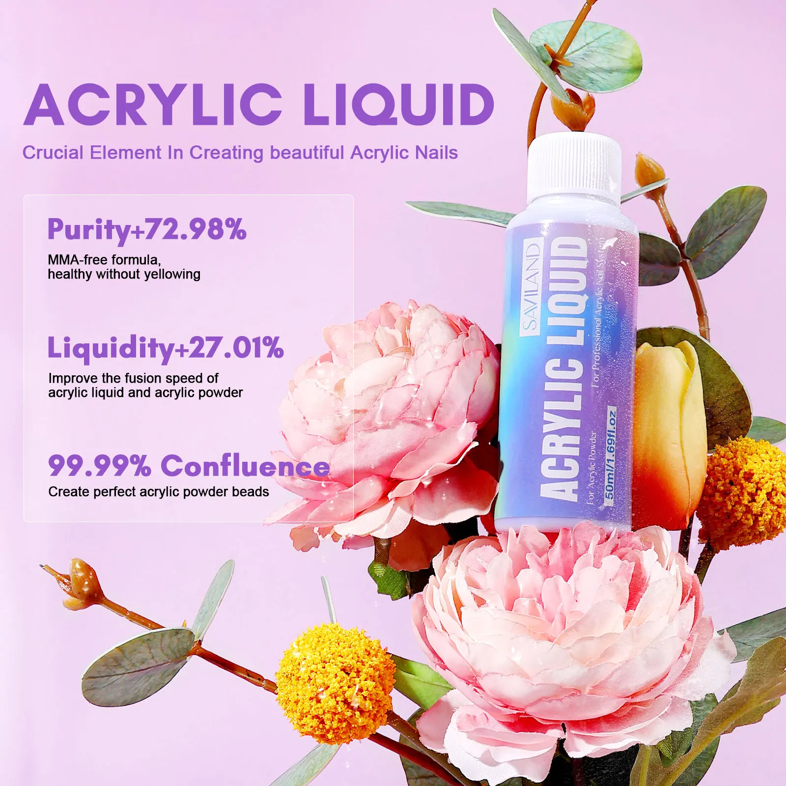 SAVILAND アクリルネイルキット（ネイルドリル、0.5オンスクリアホワイトピンクパウダー、50mlリキッド、ブラシ、フォーム付き）初心者向けホームDIY