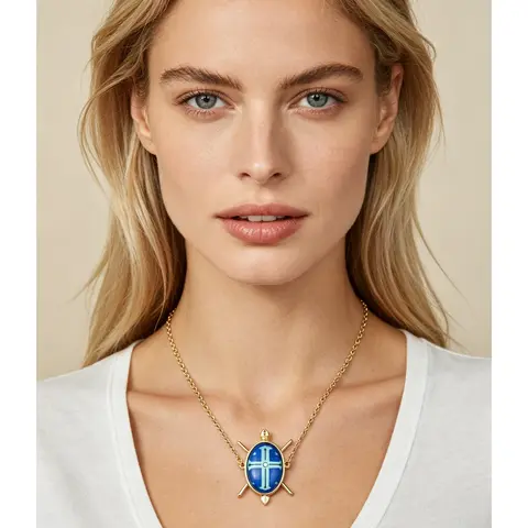 Anime Black Clover Yuno Necklace Blue Millstone Vintage Crucifix Cross Yuno Grinberryall Pendant Cosplay Props