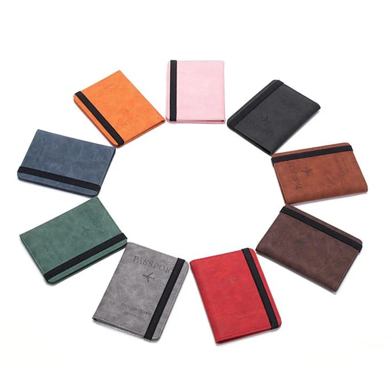 Women Men RFID Vintage Business Passport Covers Holder Multi-Function ID Bank Card PU Leather Wallet Case Travel Accessories Bag