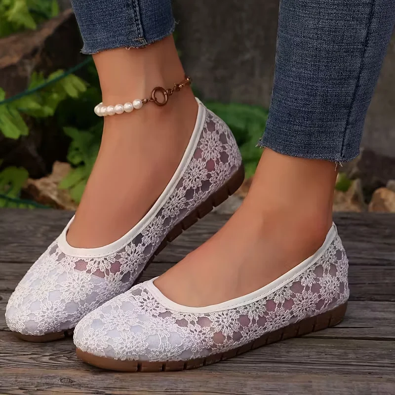 

2025 New Women Sandals Summer Flats Ballet Flat Fashion Sandals Women Slip on Sweet Hollow Flat Shoes Women Zapatos De Mujer