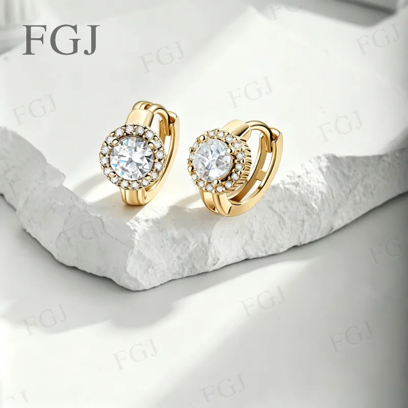 Klassische Echt-Diamant-Creolen mit echtem D-Farben-Moissanit für Damen, Hochzeit, Verlobung, Party, S925 Sterlingsilber, edler Schmuck, Geschenk – Detail 7