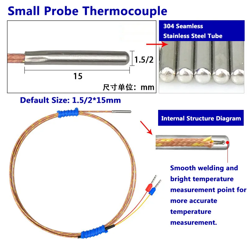Termopara Typu K Cienka Sonda Czujnik Temperatury Wysoka Precyzja Szybka Reakcja Wysoka Temperatura Wytrzymały Kabel do Przemysłu