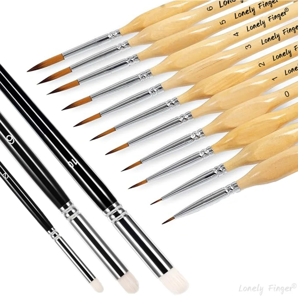 1pc/3pcs/11pcs/14pcs Paint Dry Brush Set, Miniature Detail, for Oil, Acrylic, Watercolor, Nylon Hair Paint Brush With Wood Handl