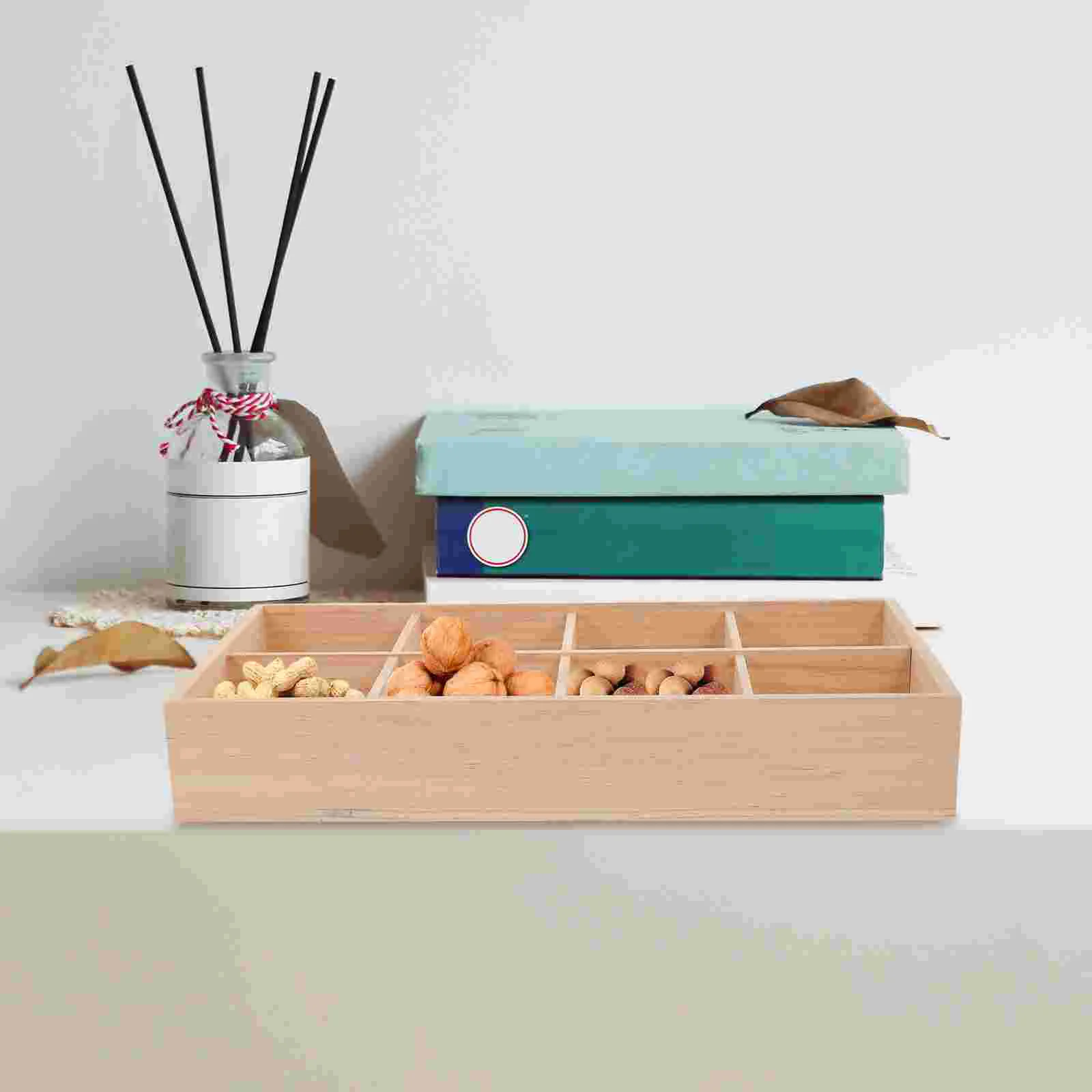 

Storage Box Tea Bags Boxes Snack Case Compartment Wood Serving Tray Candy Container Multifunction