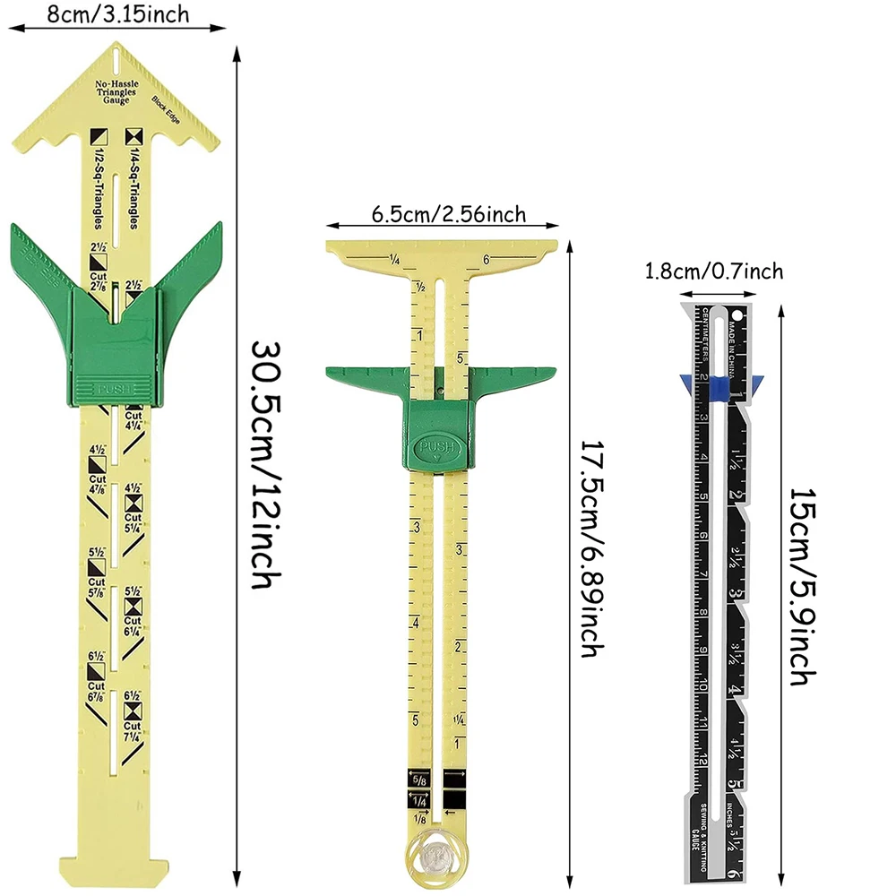 5-in-1 Sliding Gauge Measuring Tool Multifunctional Plastic Drawing Ruler Household Tailor\'s Patchwork Ruler Sewing Accessories