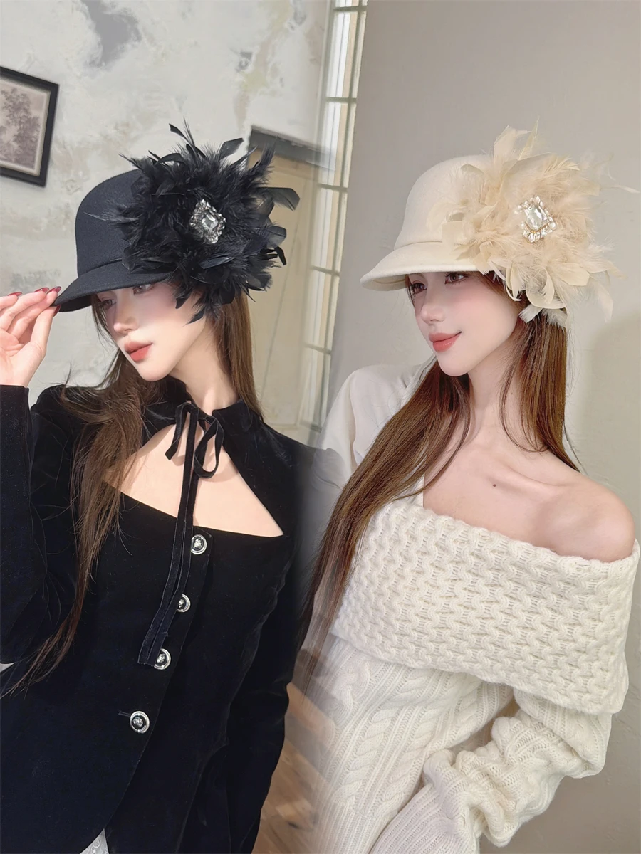 elegante-sombrero-de-montar-a-caballo-creampp-original-de-lana-australiana-decorado-con-plumas-y-diamantes-boina-con-visera