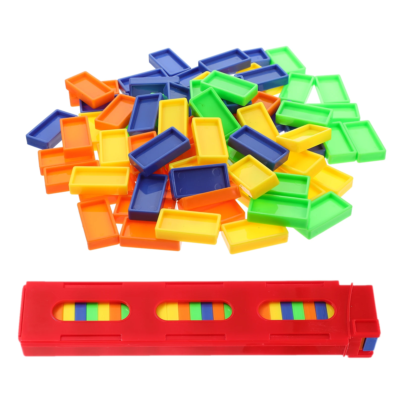 5-zakken Kleurrijke Plastic Domino Kids Early Education Speelbal Creatieve bouwstenen Spel voor kinderen Racing Train