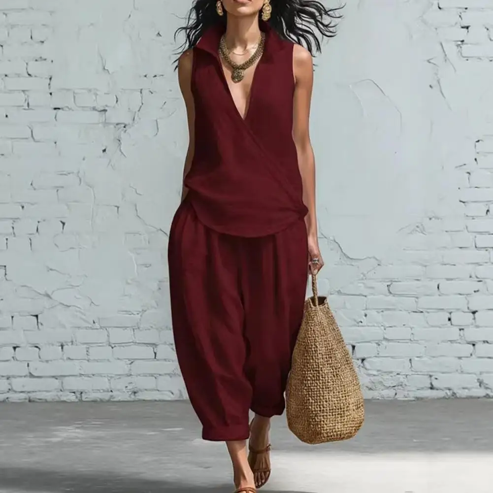 

Women Suit Two-piece Women Suit Women's Two Piece Suits Solid Color Set Top Loose Pants Lightweight Comfortable Spring Women Set