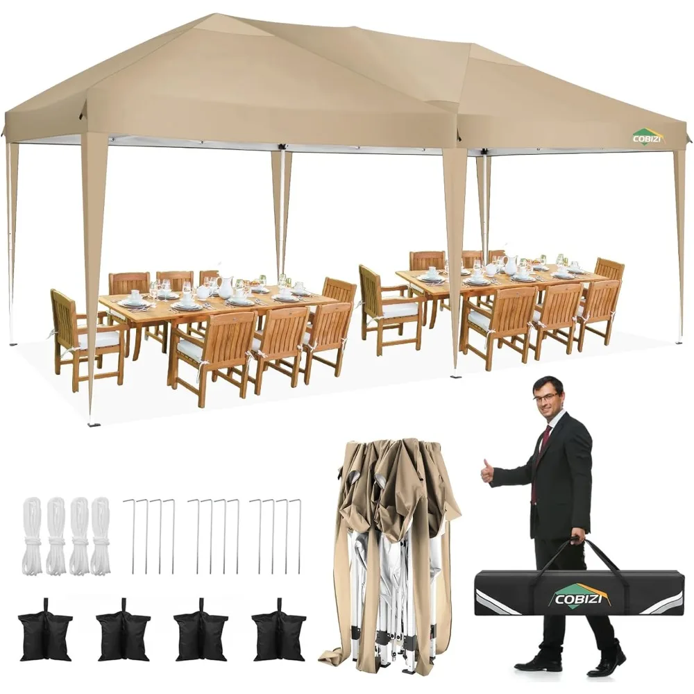 

10x20 Pop up Canopy Tent Without Sidewall, Waterproof Portable Outdoor Canopy 10x20 Ez up Instant Shelter Tent for Parties, Wed