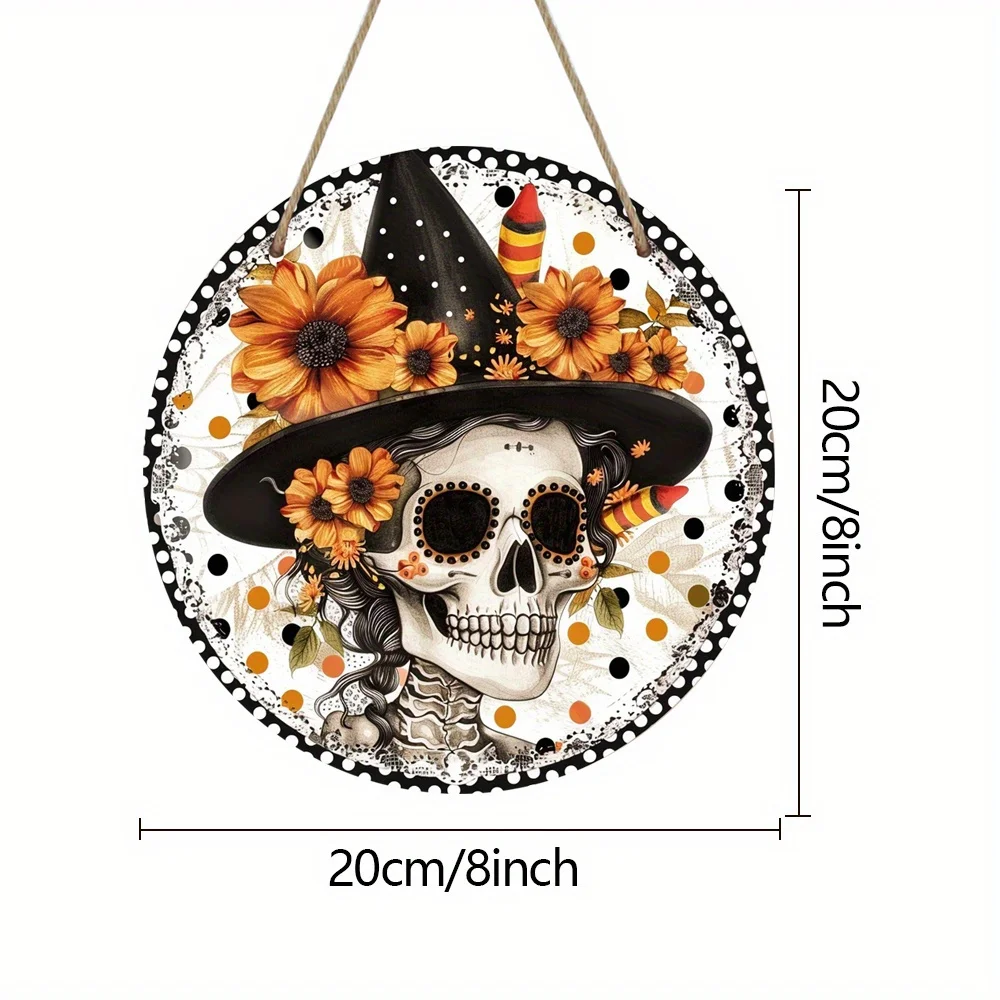 2D Flat 2DFLAT 1pc Retro Halloween Witch Ornament - Sunflower, Polka Dot And Striped Hat Design with Hanging Additions, Suitable