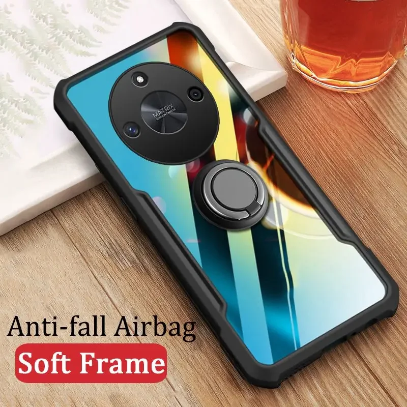 Casing Ponsel Akrilik Transparan Tahan Benturan untuk Honor X9C Smart 400 Lite Cincin Penyangga Magnet Fundas untuk Honor Magic 7 Pro