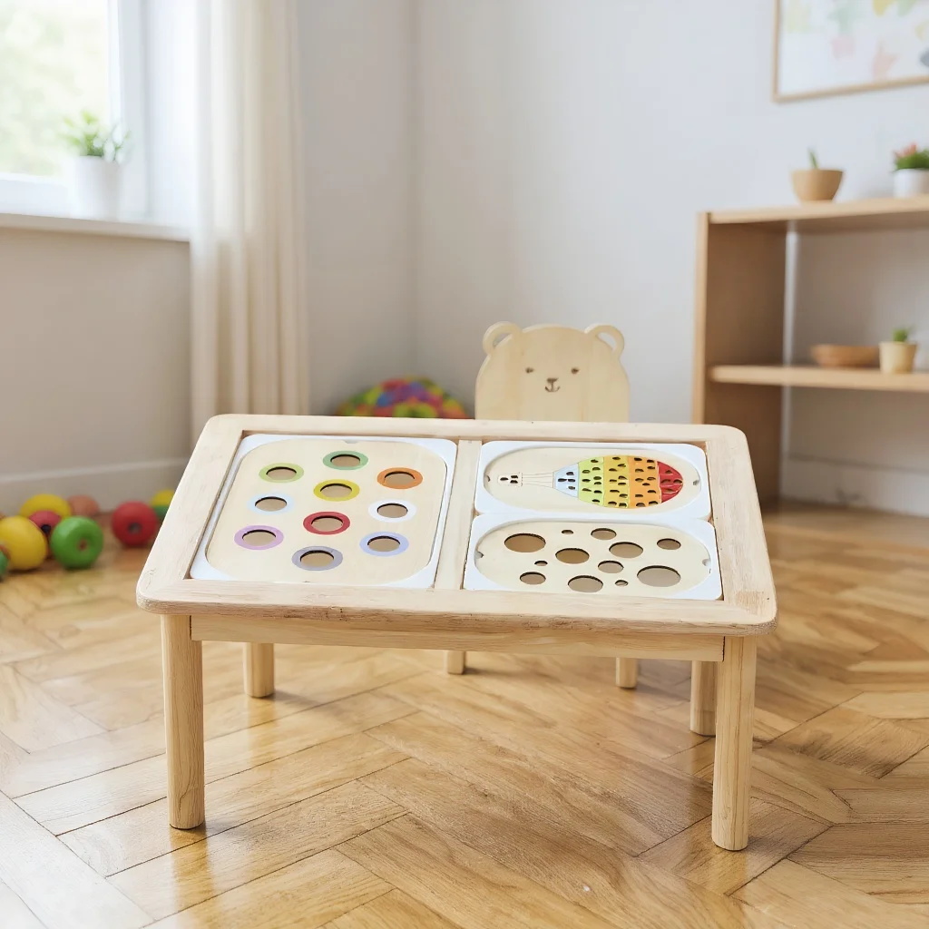 لوحة طاولة مونتيسوري الحسية الخشبية للأطفال، لعبة فرز الكرة الملونة، لعبة تعلم المبكر للأطفال، هدية تدريب المهارات الحركية الدقيقة