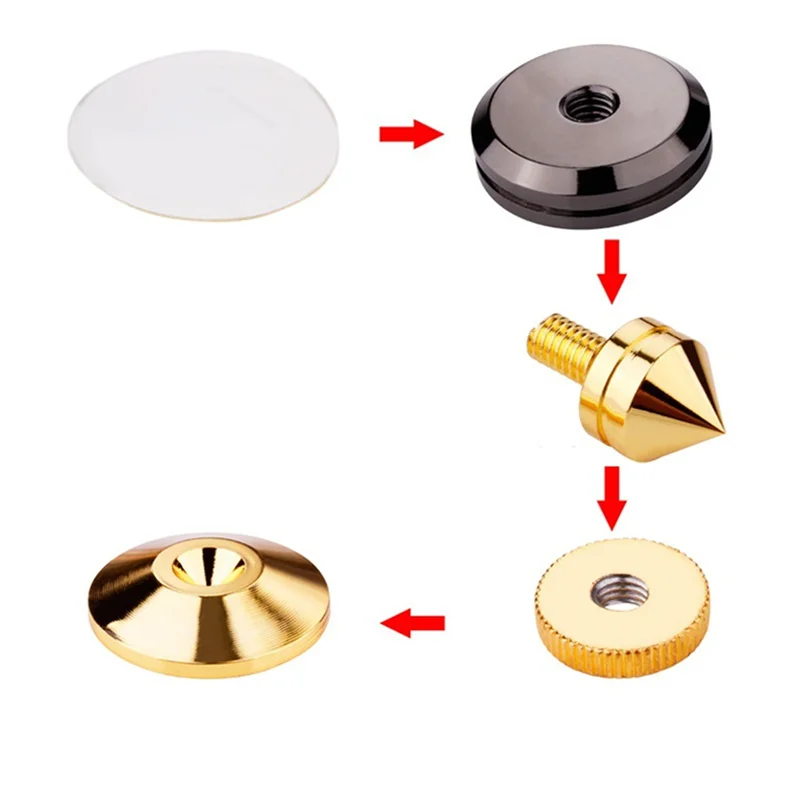 20 conjuntos de pontas de alto-falante douradas com discos de chão, pontas de isolamento de pés, acessórios de alto-falante profissional-TCES