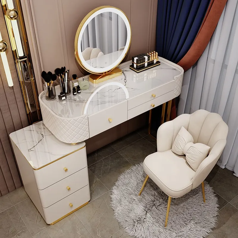 Hollywood Organizer Dresser Vanity Table Living Storage Salon Mobile Mirror Small Vanity Hotel Meubles De Chambre Furniture