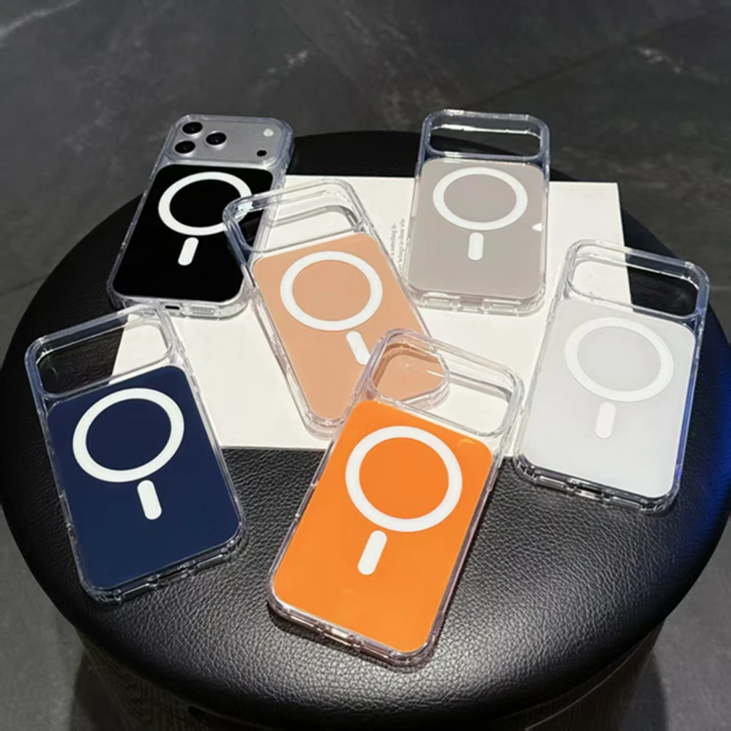 Simple Summer Transparent Multicolored Background Magnetic Phone Cover Case for iPhone 17 16 15 14 13 Pro Max Plus