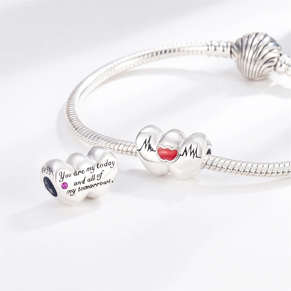 Pan Charms Original Heartbeat Charm Bracelet Pendant Jewelry