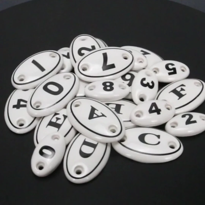 1x Ceramic Number Plate Sign Cabinet Multi-function Distinction Mark Arabic Numerals Handle