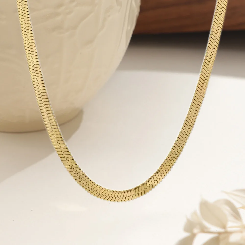 Light luxury minimalist snake bone chain, high-end single-layer necklace for women, niche popular trend V-neck snake bone chain