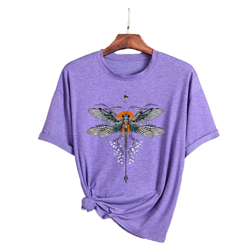 Women's Spring/Summer Fashion Vintage Butterfly Print Women's T-shirt Sports casual Street wear Women's T-shirt Casual Harajuku