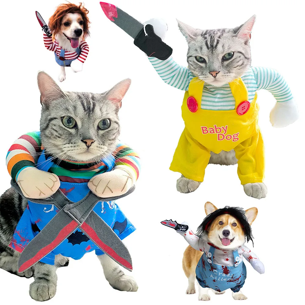 

Funny Pet Clothes Adjustable Halloween Cat Dog Cosplay Costume Sets Pet Photo Prop Novelty Party Clothing For Medium Small Dogs