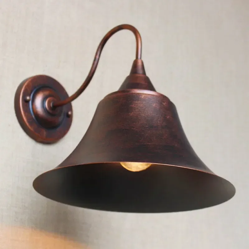 Industrial Antique Rust Retro Metal Shade Wall Lamp for Workroom Bedside Bedroom Light Bathroom Light Luminaire Home Lighting